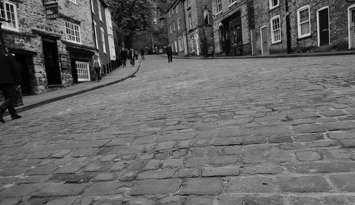 Daunting Steep hill, taken from a wheelchair perspective