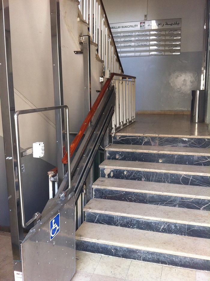 The entrance of the Ramallah Municipality building, retrofitted for accessibility