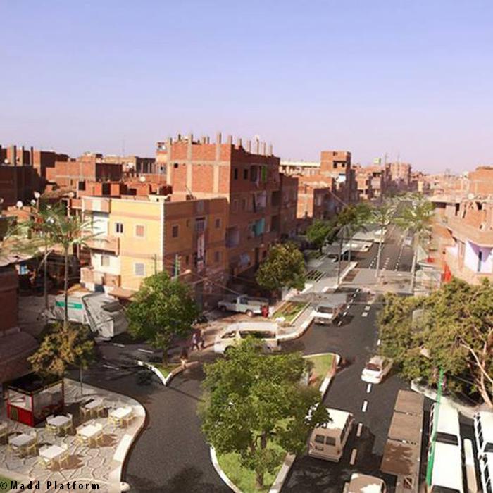 The redesigned Jaziret Mohamed Street showing islands and green spaces