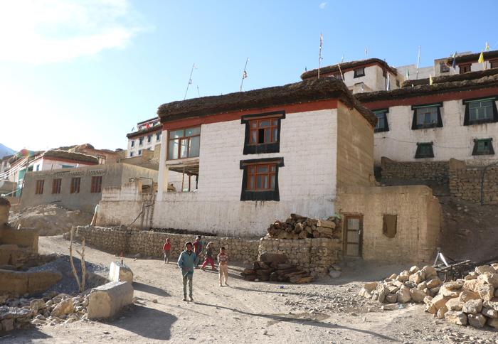 A typical traditional ladakhi house made using local materials-mud,timber and stone 
