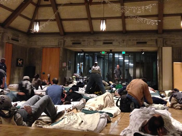 This crowded overnight winter shelter in San Francisco shows the limitations of temporary solutions.