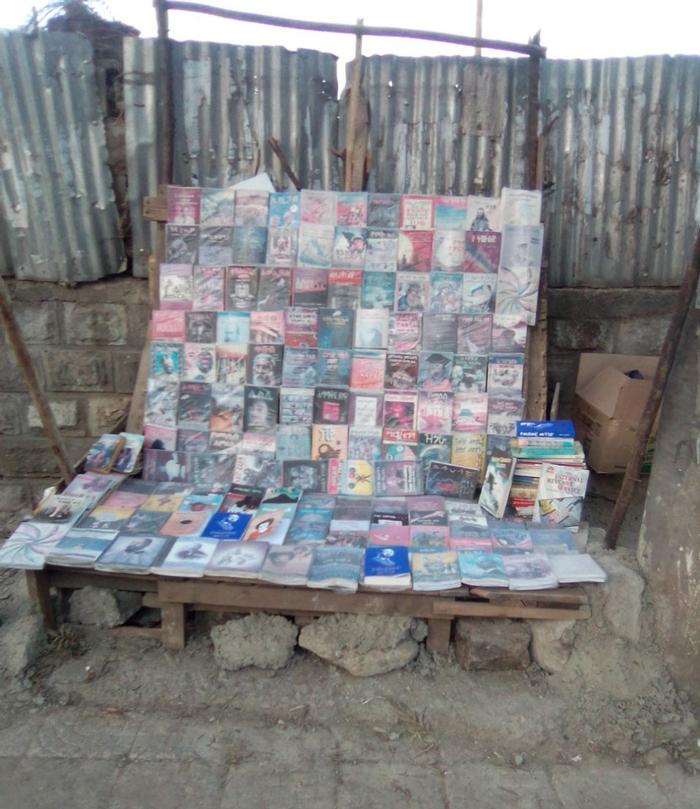 Abraham's current book display; Gergi, Addis Ababa
