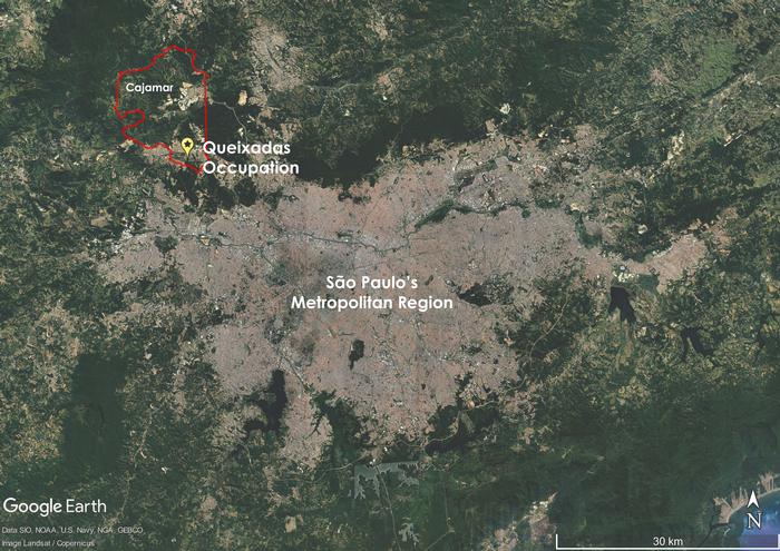 The Queixadas occupation sits on the northern edge of São Paulo's Metropolitan Region (own map)