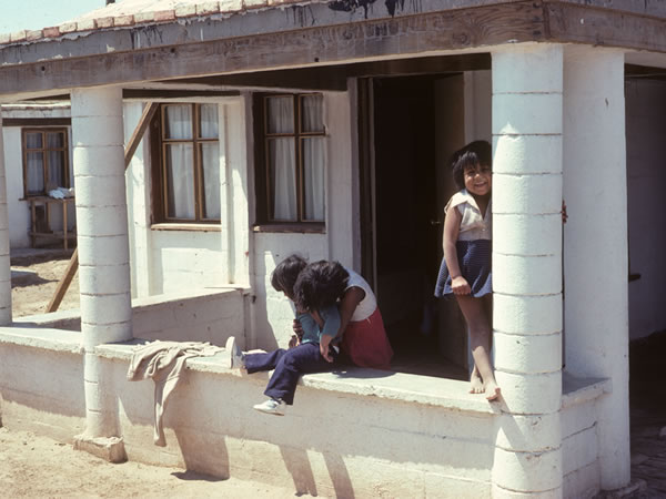 Emma Cosio and her children are laying out the foundations of their house. Mexicali, Mexico, Christopher Alexander