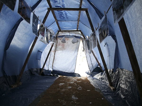 The interior of a standard issue UNHCR tent. Many families live in tents like these for years. Photo by Christopher Herring.
