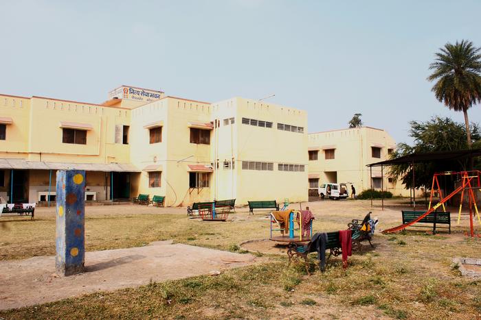 A view of NSS building from its multi-use playground